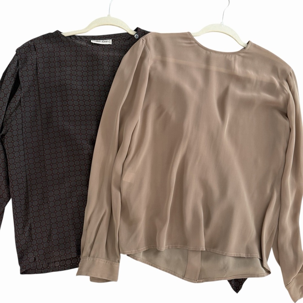 Vintage 90s Calvin Klein Blouse Set Of 2 Womens Minimalist Top Professional READ